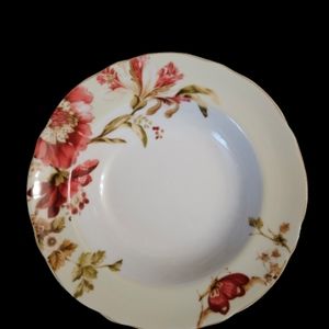 *222 Fifth Summer Botanical Lutece Fleur Rouge Large Rim Soup/Salad Bowls